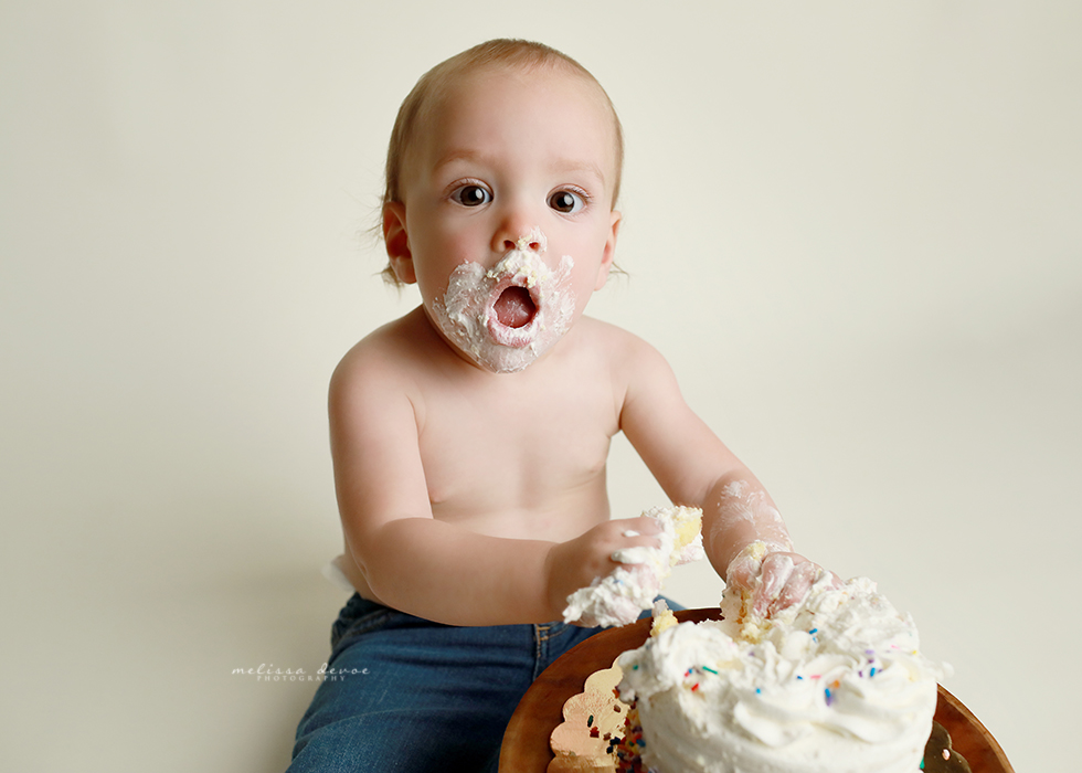 One Year Cake Smash Photography session Raleigh