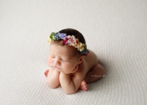 baby girl with flower headband